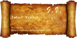 Imhof Viktor névjegykártya